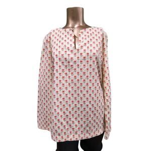 Hilfiger Floral Print Long‎ Sleeve Tunic - Cream and Orange - Size 6